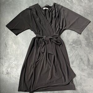 Perfect LBD! Faux Wrap Dress with Kimono Sleeve
